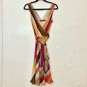 Ralph Lauren Midi Flowy Striped Wrap Sun Dress